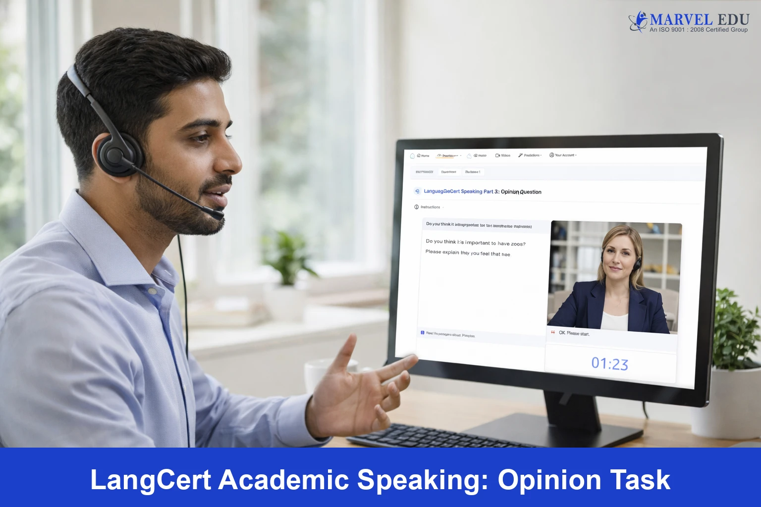 LanguageCert Speaking Part 3 opinion question with human examiner