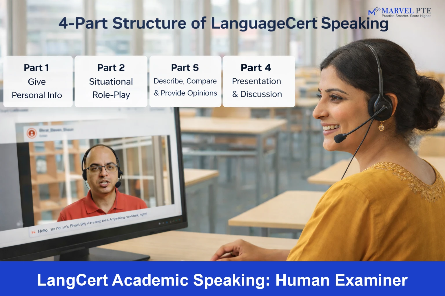 LanguageCert Speaking test with human examiner via video call