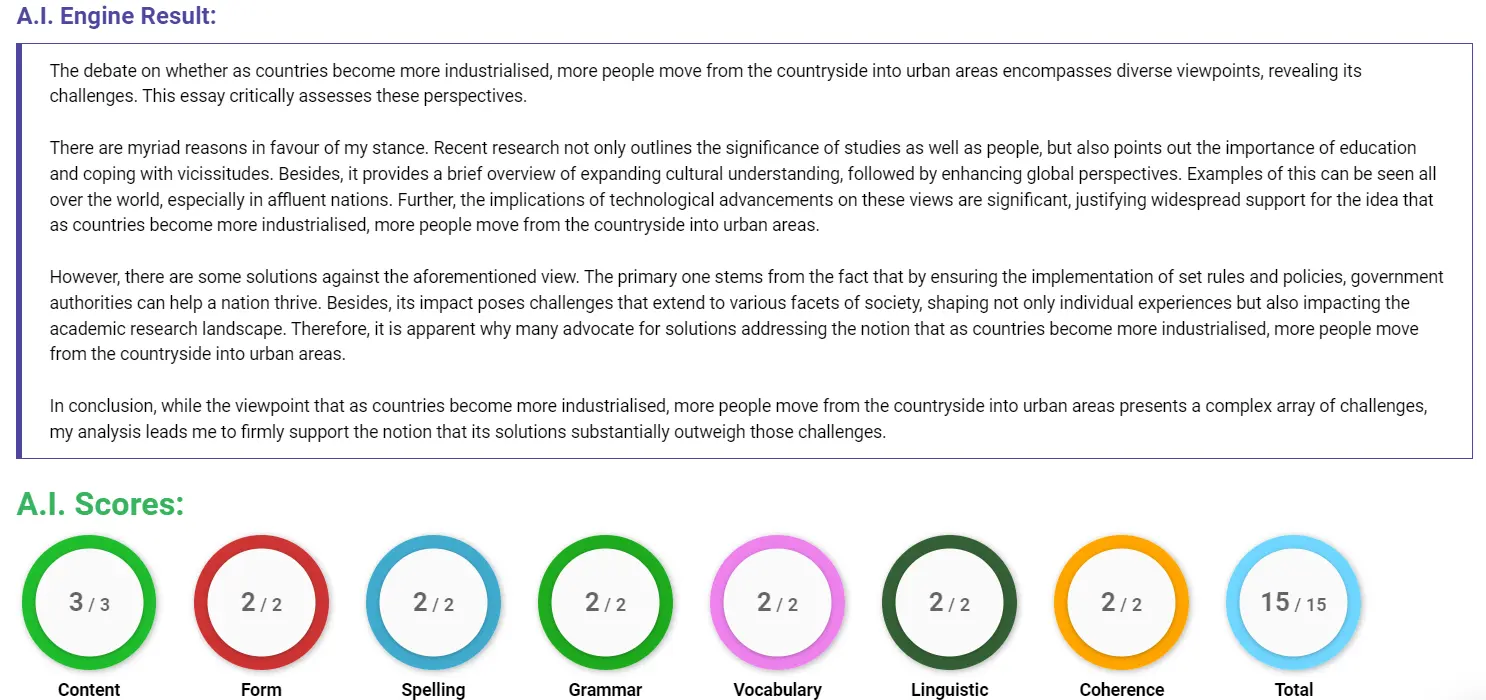 AI assessment screenshot for Urban Migration and Its Challenges