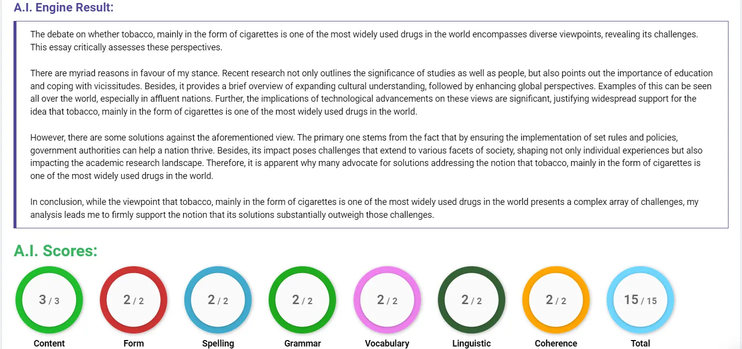AI assessment screenshot for Government's Role in Smoking Decisions