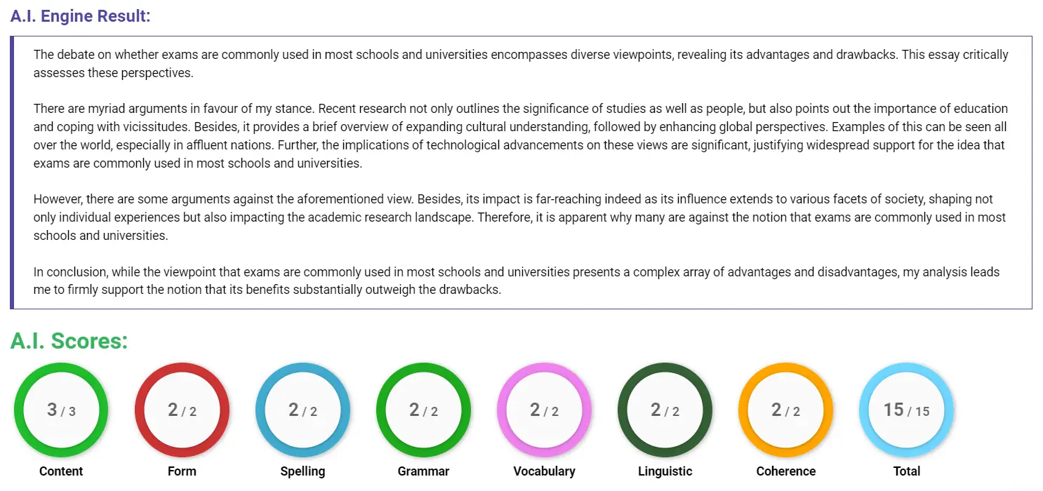 AI assessment screenshot for Are Exams the Best Way to Assess Students?