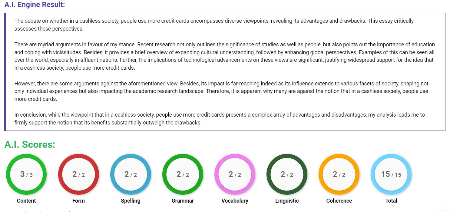 AI assessment screenshot for Is a Cashless Society Realistic?