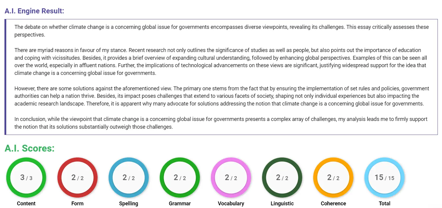 AI assessment screenshot for Who Should Address Climate Change Responsibilities?