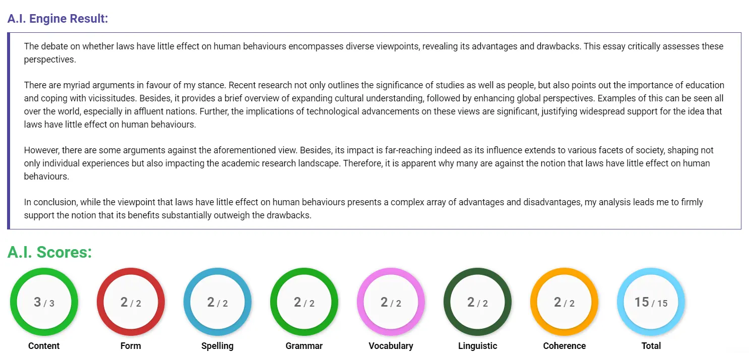 AI assessment screenshot for Can Laws Change Human Behaviour?