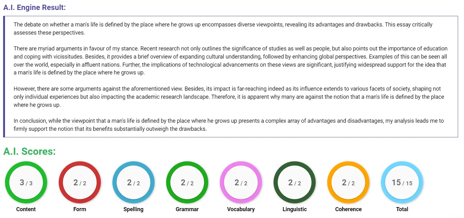 AI assessment screenshot for Does where you grow up shape your success?