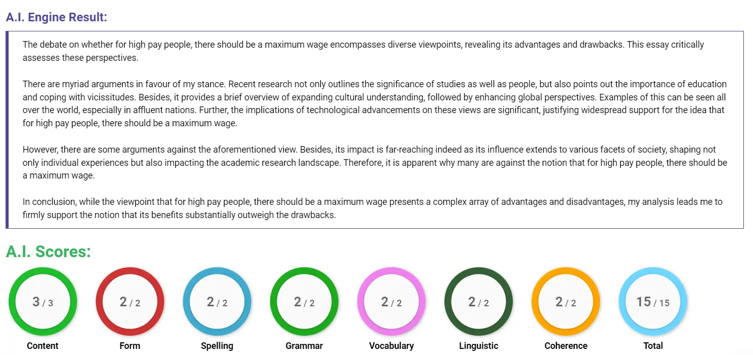 AI assessment screenshot for Should There Be a Maximum Wage?