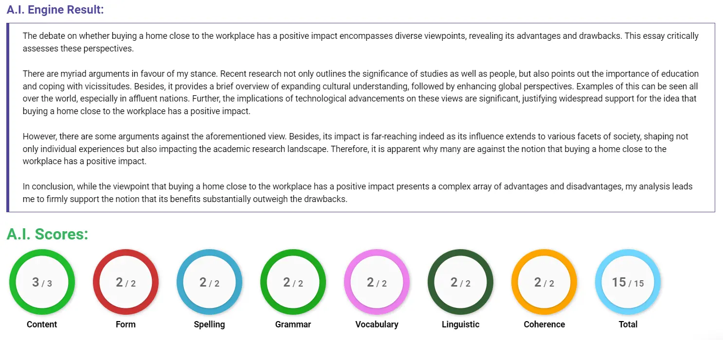 AI assessment screenshot for Buying a Home Near Work: Good or Bad?