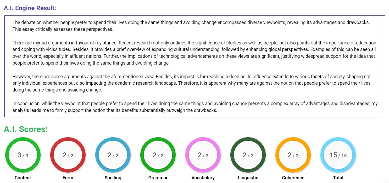 AI assessment screenshot for Change: Good or Bad?