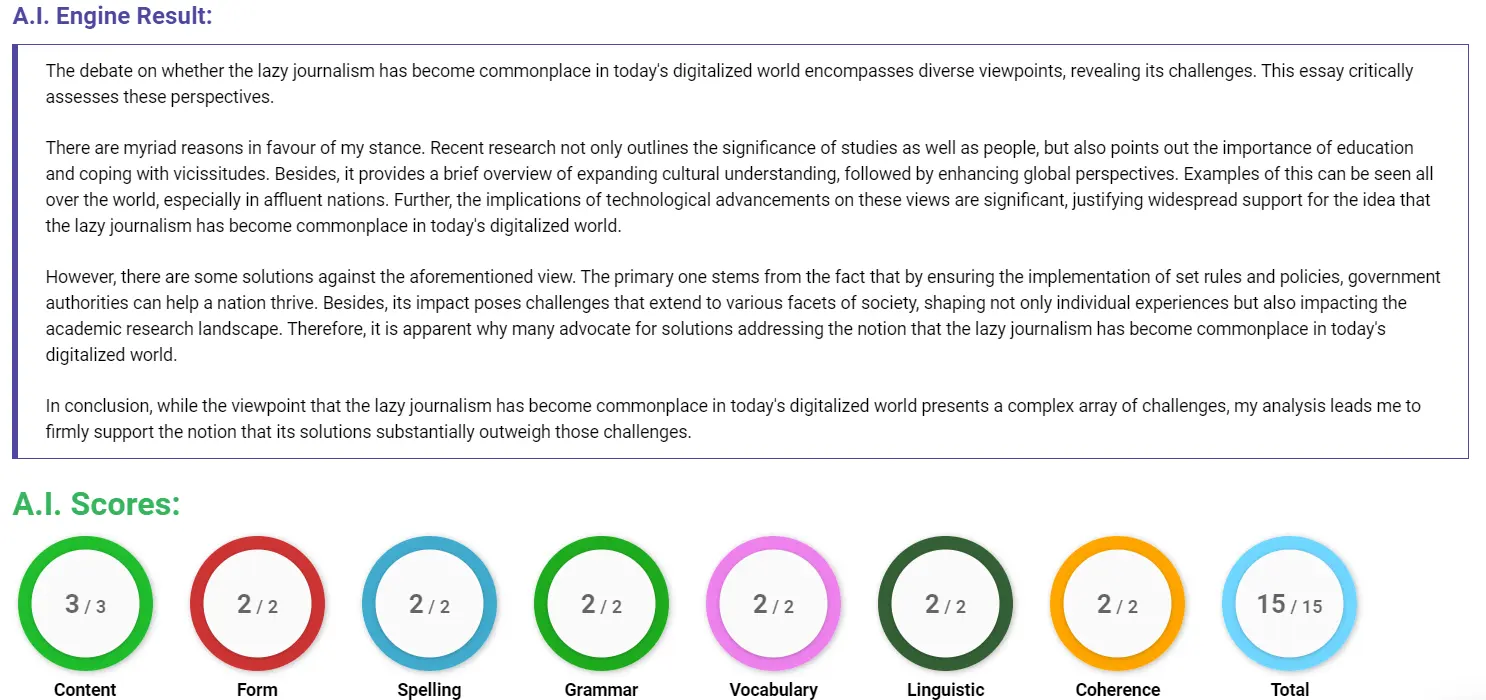 AI assessment screenshot for What is Lazy Journalism?