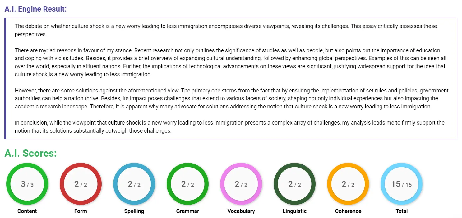 AI assessment screenshot for How to Overcome Culture Shock in Immigration