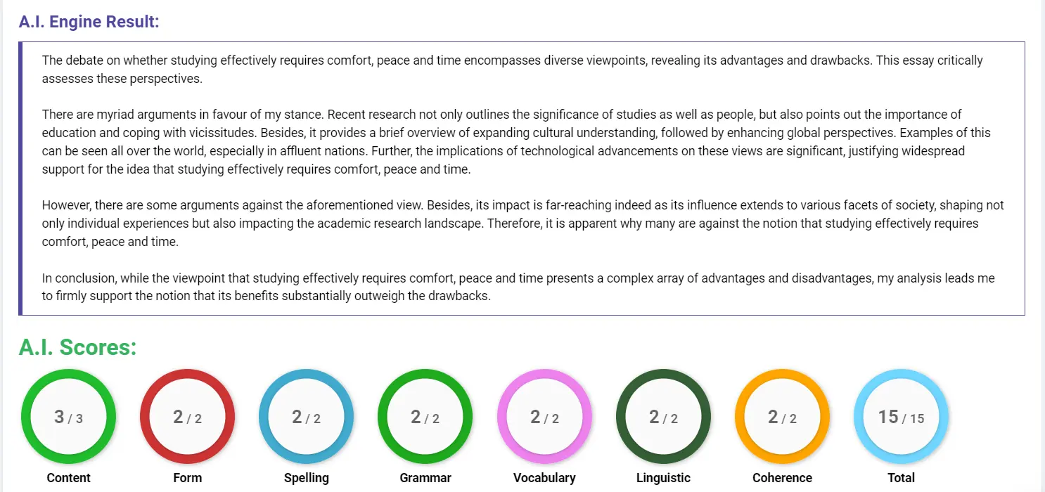 AI assessment screenshot for Balancing Study and Work: Is It Possible?