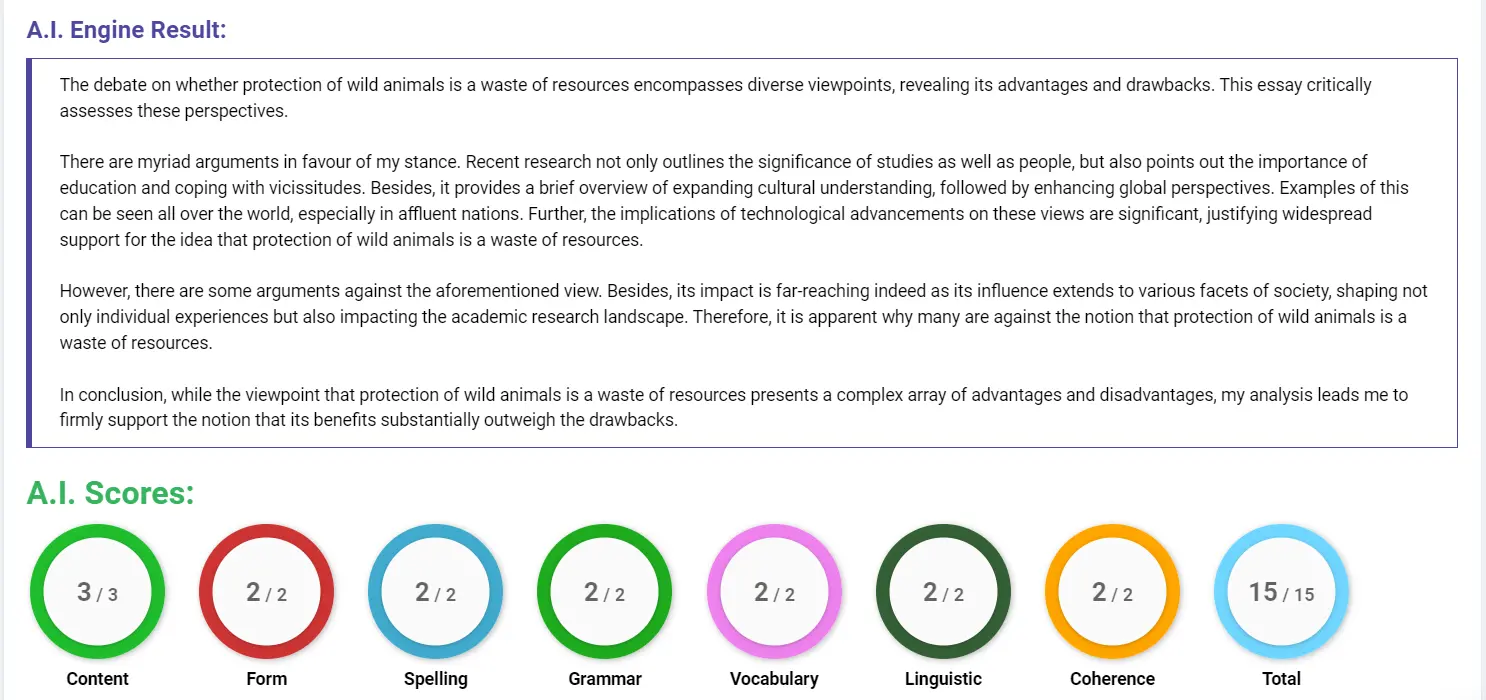 AI assessment screenshot for Are Wild Animal Protections a Waste of Resources?