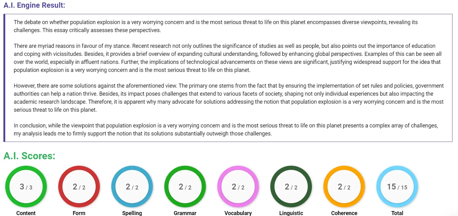 AI assessment screenshot for Population Growth in China, India, and Japan