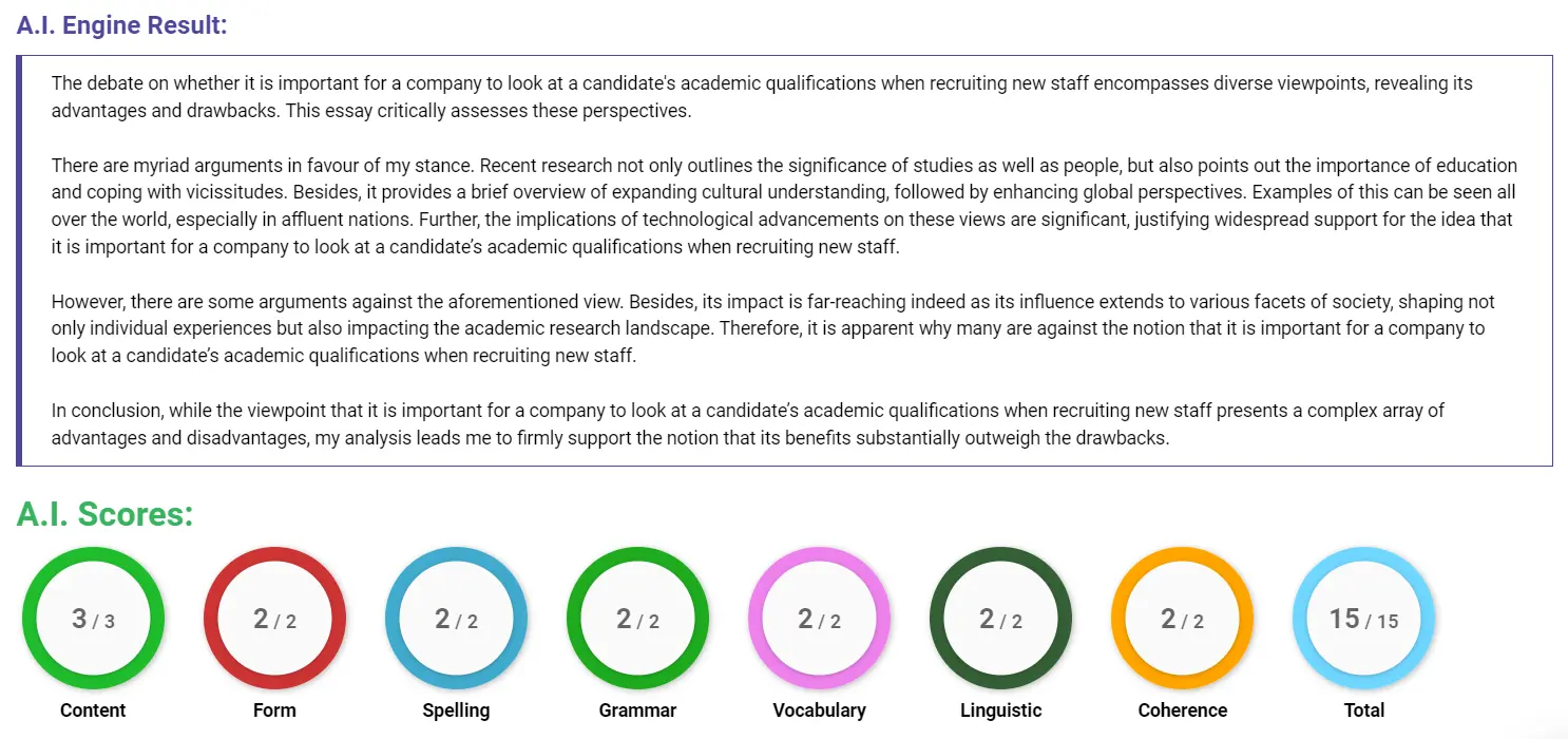 AI assessment screenshot for Qualifications or Personality: What Matters More in Hiring?