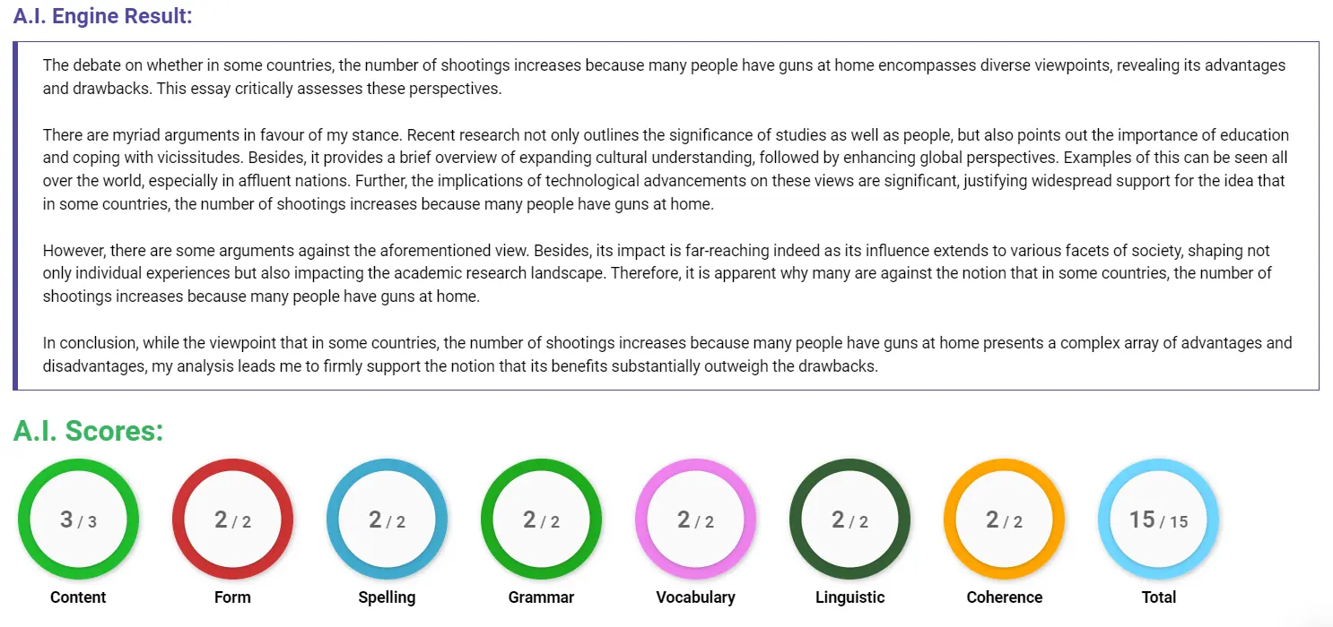 AI assessment screenshot for Gun Ownership and Shooting Rates