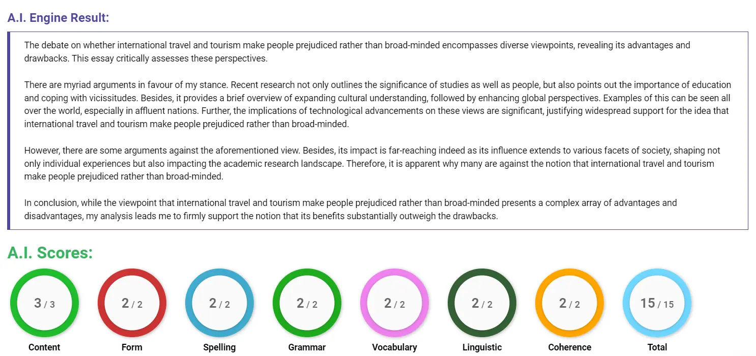 AI assessment screenshot for Does Travel Make Us Prejudiced?