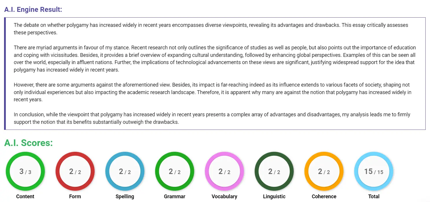 AI assessment screenshot for Decreasing the Rise of Polygamy