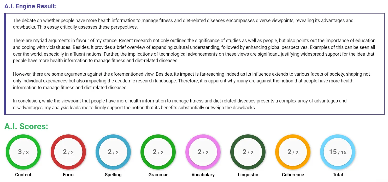 AI assessment screenshot for Why is health information not improving fitness?