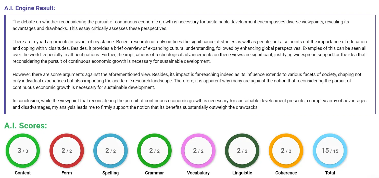 AI assessment screenshot for Is Continuous Economic Growth an Illusion?