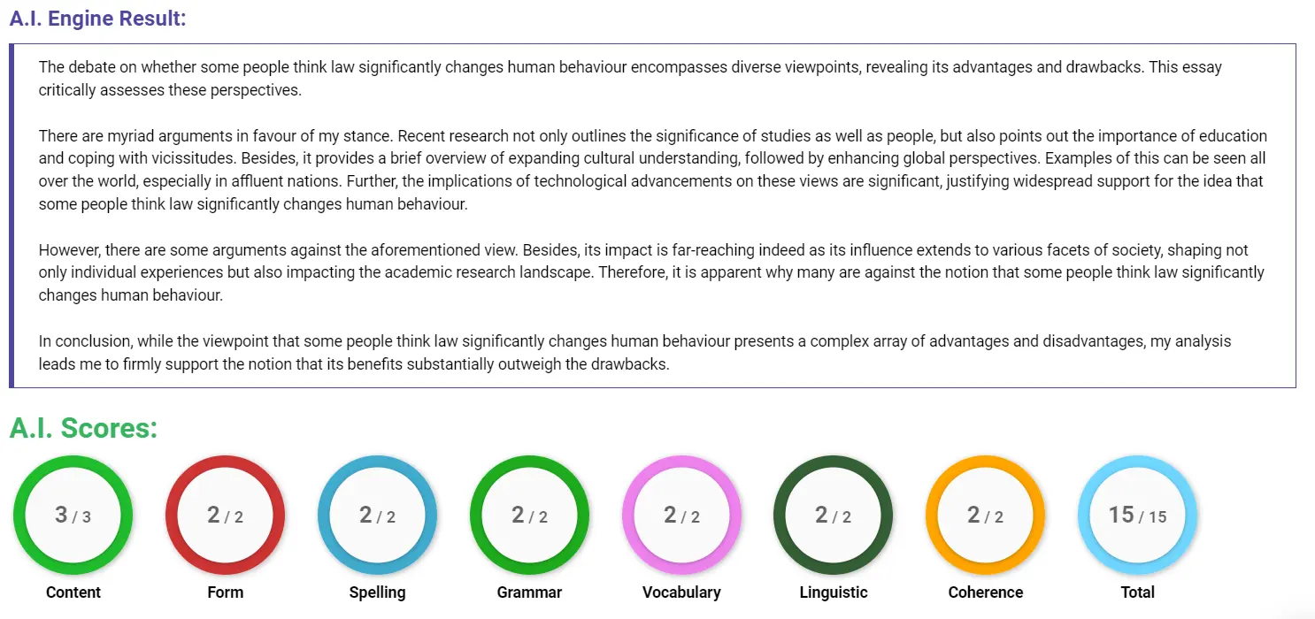 AI assessment screenshot for Do Laws Change Human Behaviour?