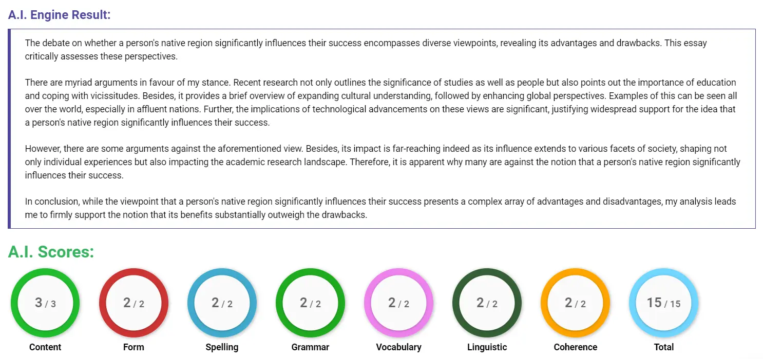 AI assessment screenshot for Do Regions Shape Successful People?