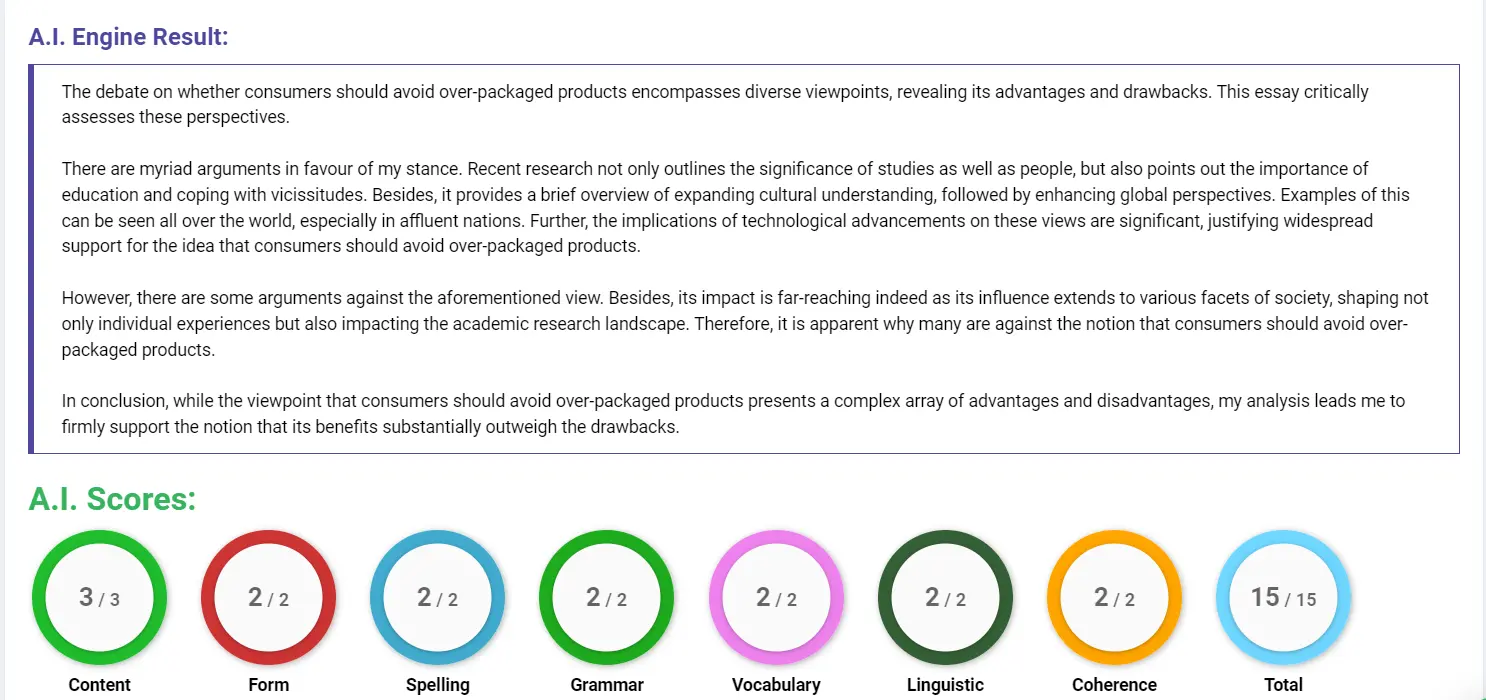 AI assessment screenshot for Over-packaged Products: Who is Responsible?