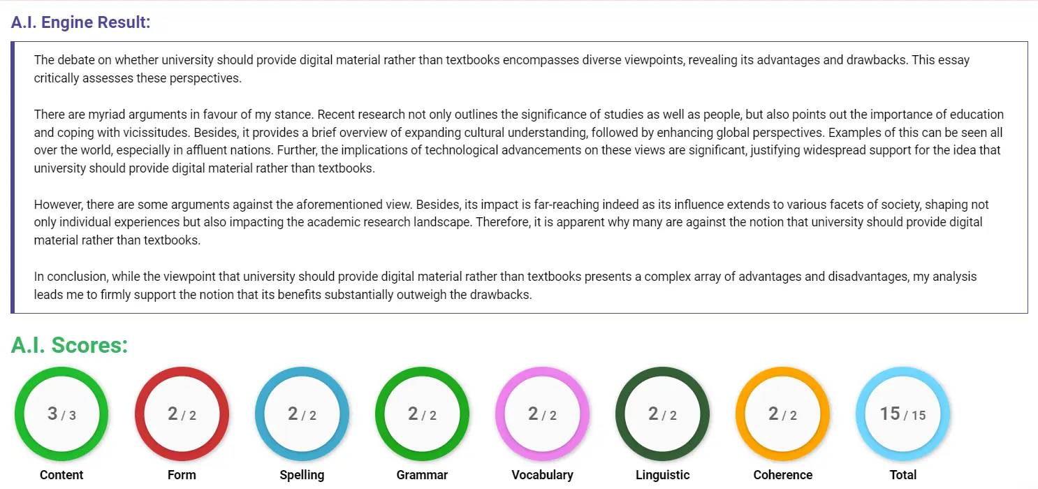 AI assessment screenshot for Digital Media vs. Traditional Libraries