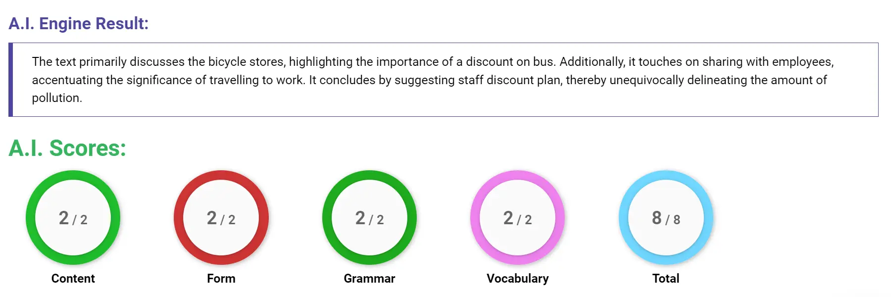 AI assessment screenshot for Untitled Sample Answer