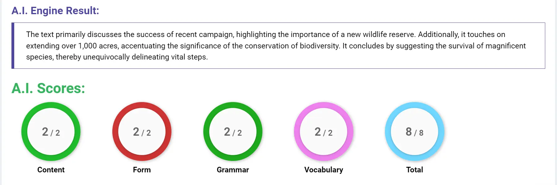 AI assessment screenshot for Untitled Sample Answer