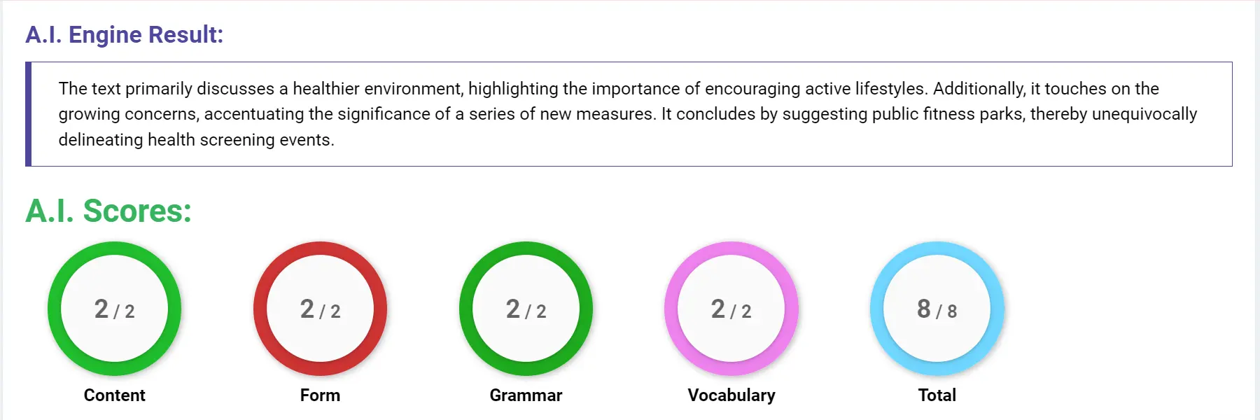 AI assessment screenshot for Untitled Sample Answer