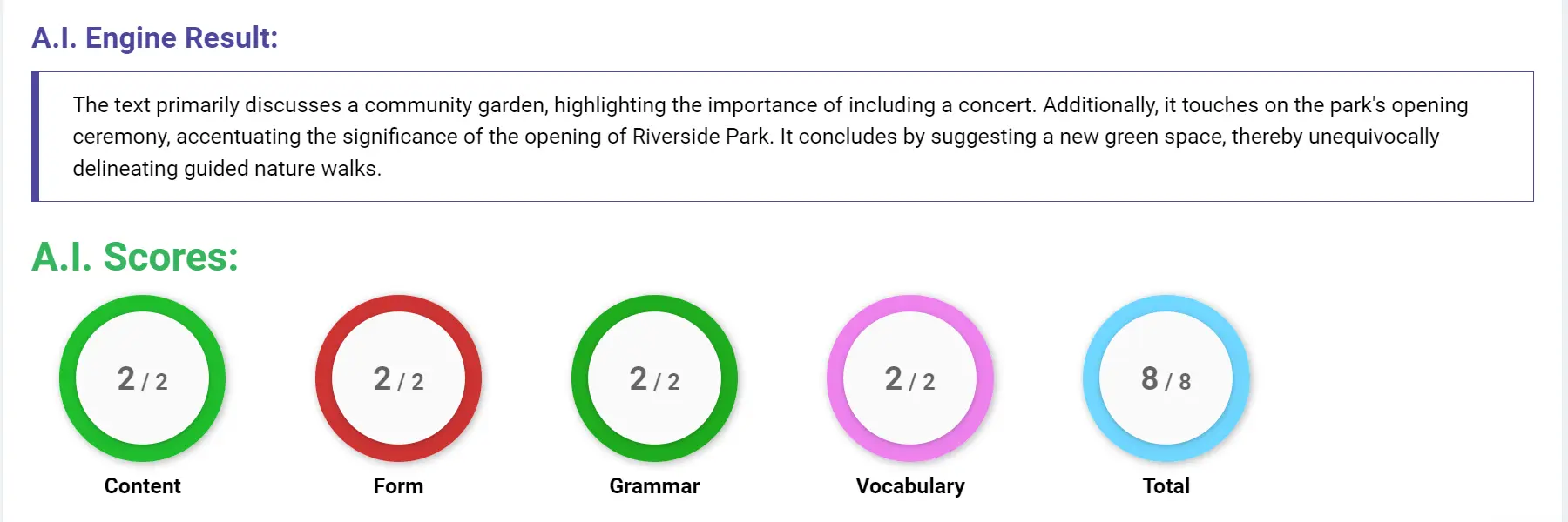 AI assessment screenshot for Untitled Sample Answer