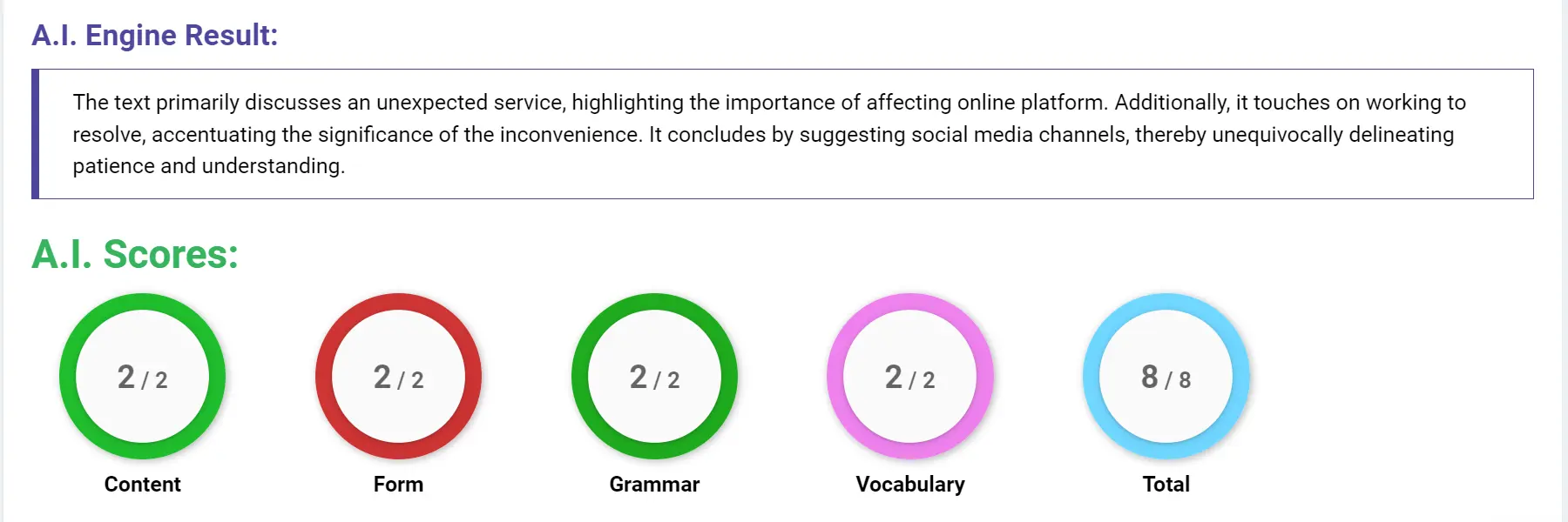AI assessment screenshot for Untitled Sample Answer