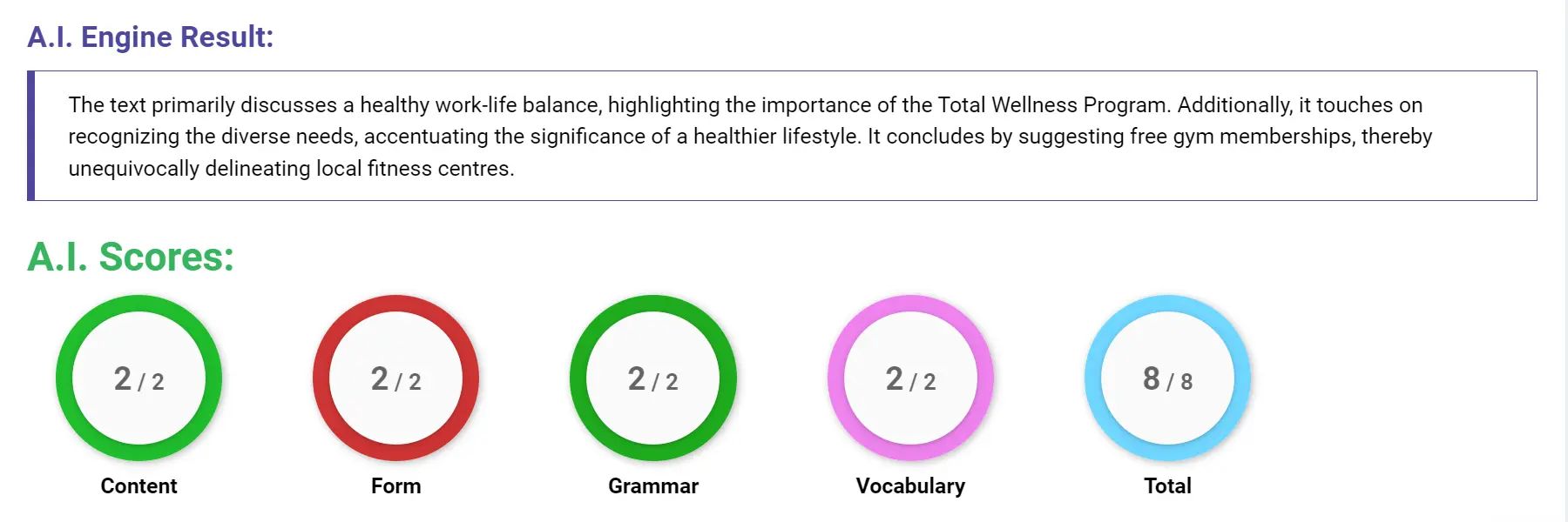 AI assessment screenshot for Untitled Sample Answer