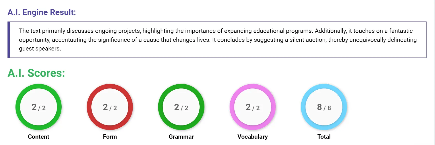 AI assessment screenshot for Untitled Sample Answer