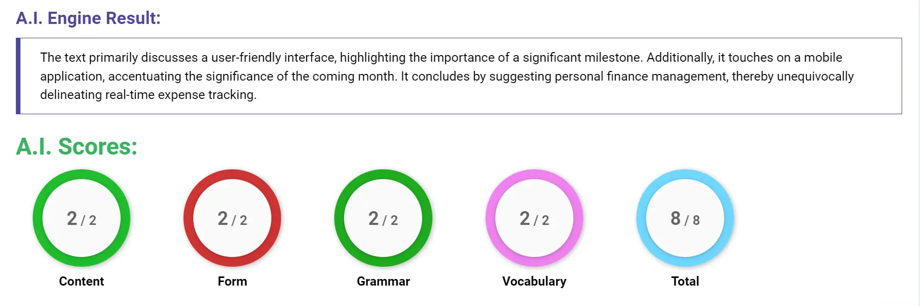 AI assessment screenshot for Untitled Sample Answer