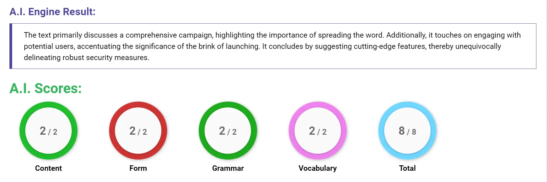 AI assessment screenshot for Untitled Sample Answer