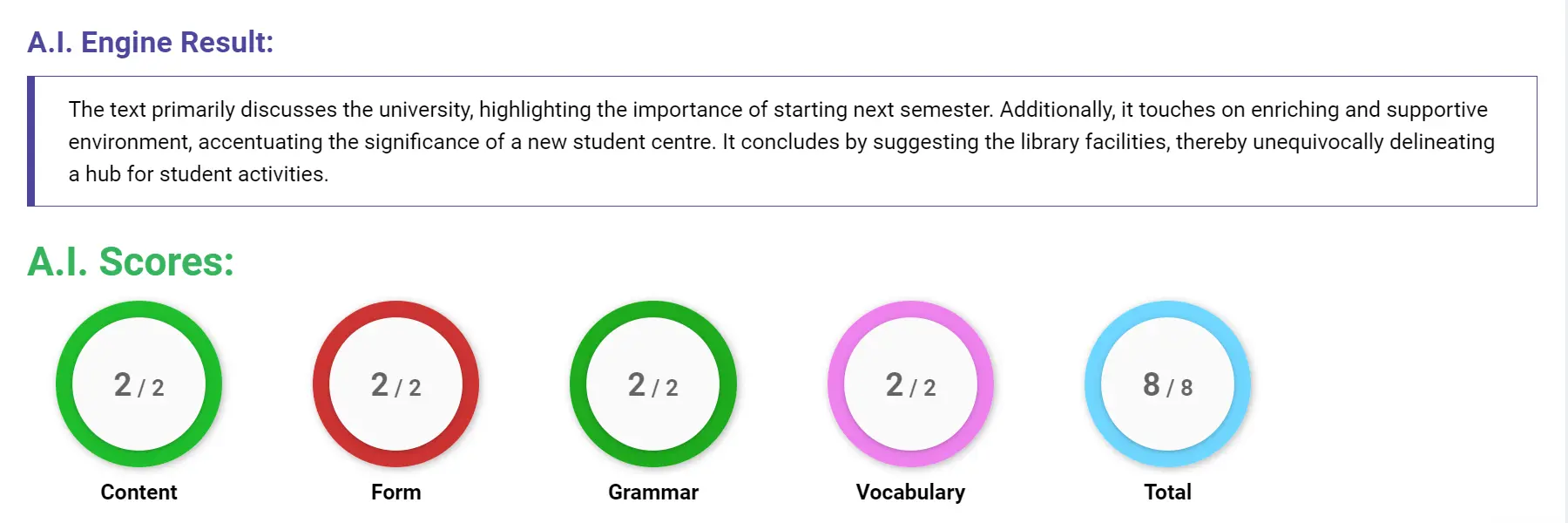 AI assessment screenshot for Untitled Sample Answer