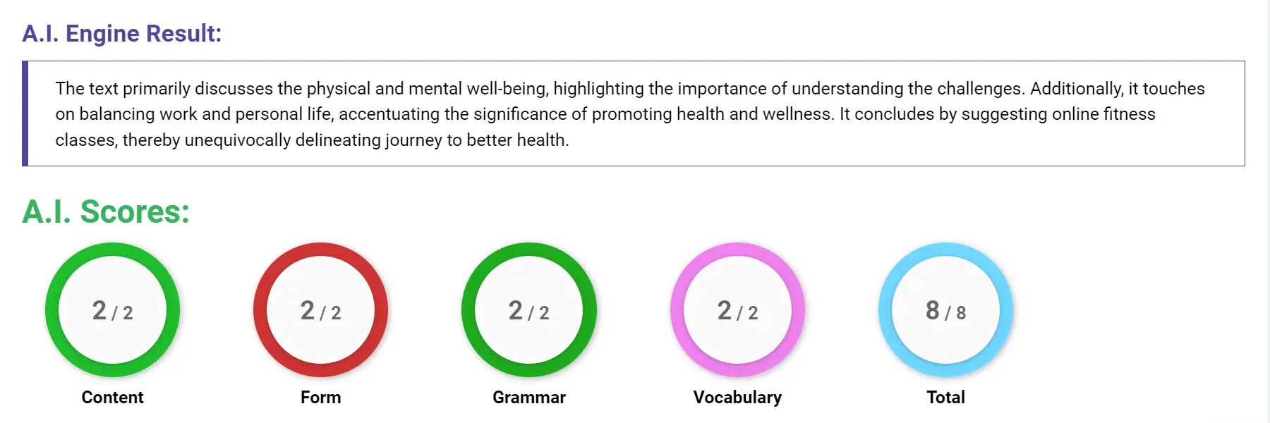 AI assessment screenshot for Untitled Sample Answer