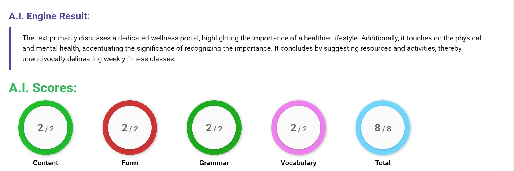 AI assessment screenshot for Untitled Sample Answer