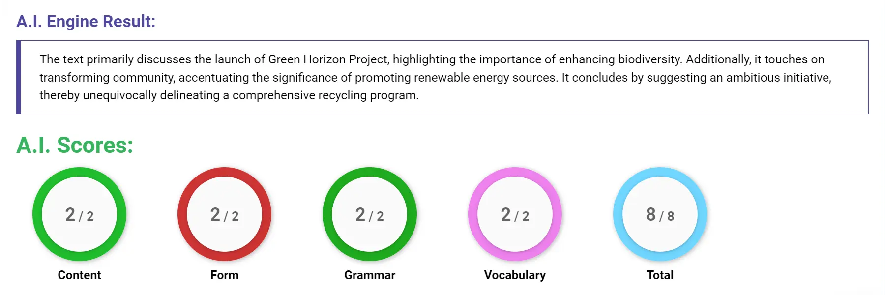 AI assessment screenshot for Untitled Sample Answer