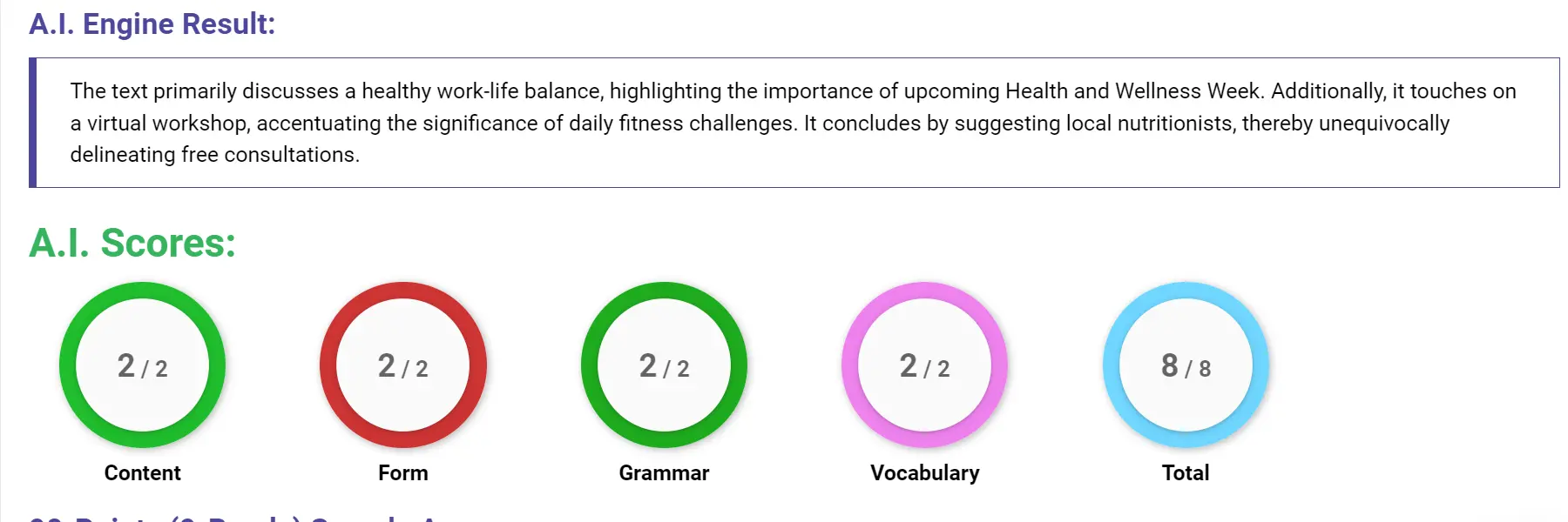 AI assessment screenshot for Untitled Sample Answer