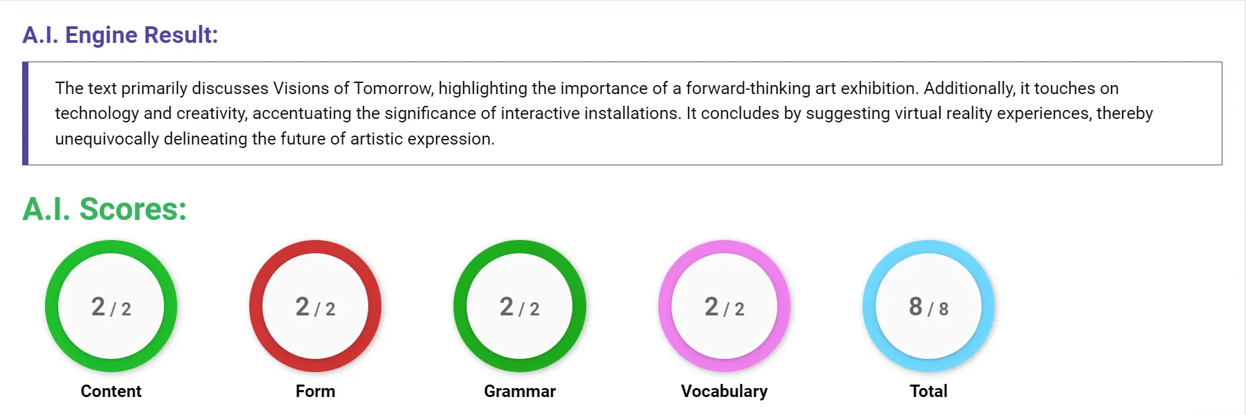 AI assessment screenshot for Untitled Sample Answer