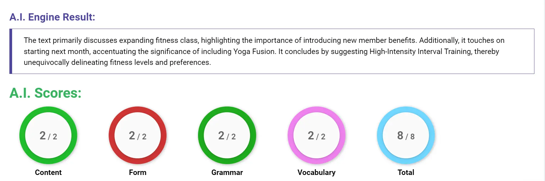 AI assessment screenshot for Untitled Sample Answer