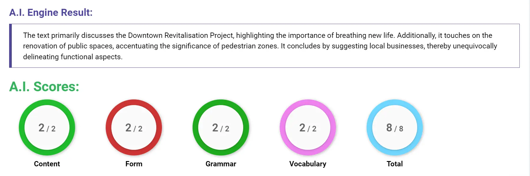 AI assessment screenshot for Untitled Sample Answer