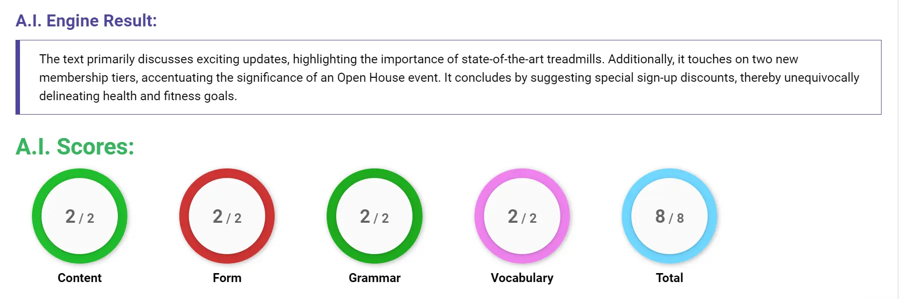 AI assessment screenshot for Untitled Sample Answer