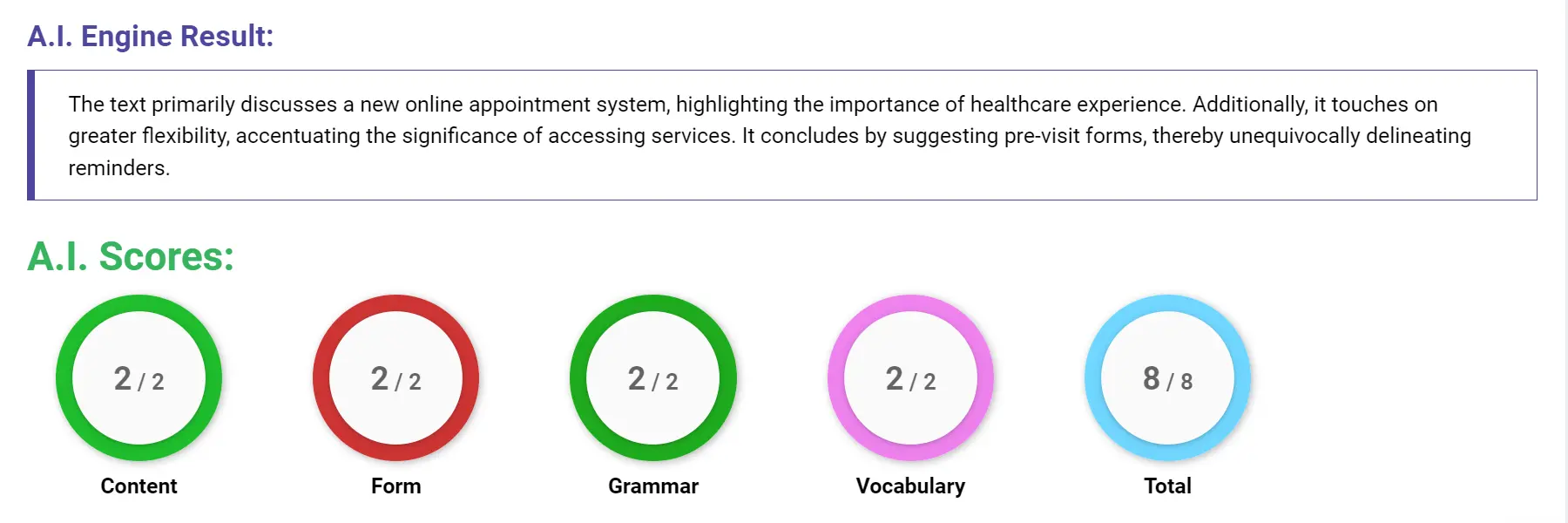 AI assessment screenshot for Untitled Sample Answer