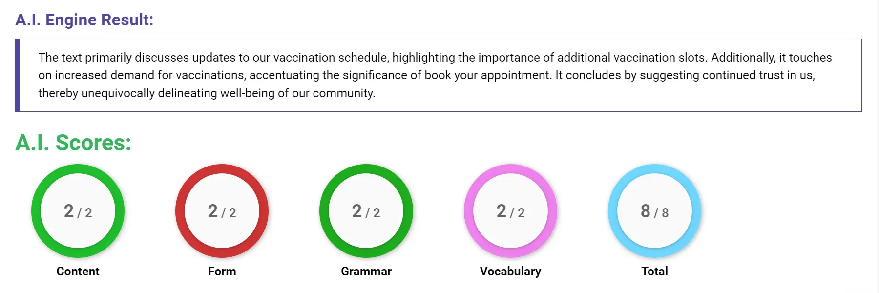 AI assessment screenshot for Untitled Sample Answer