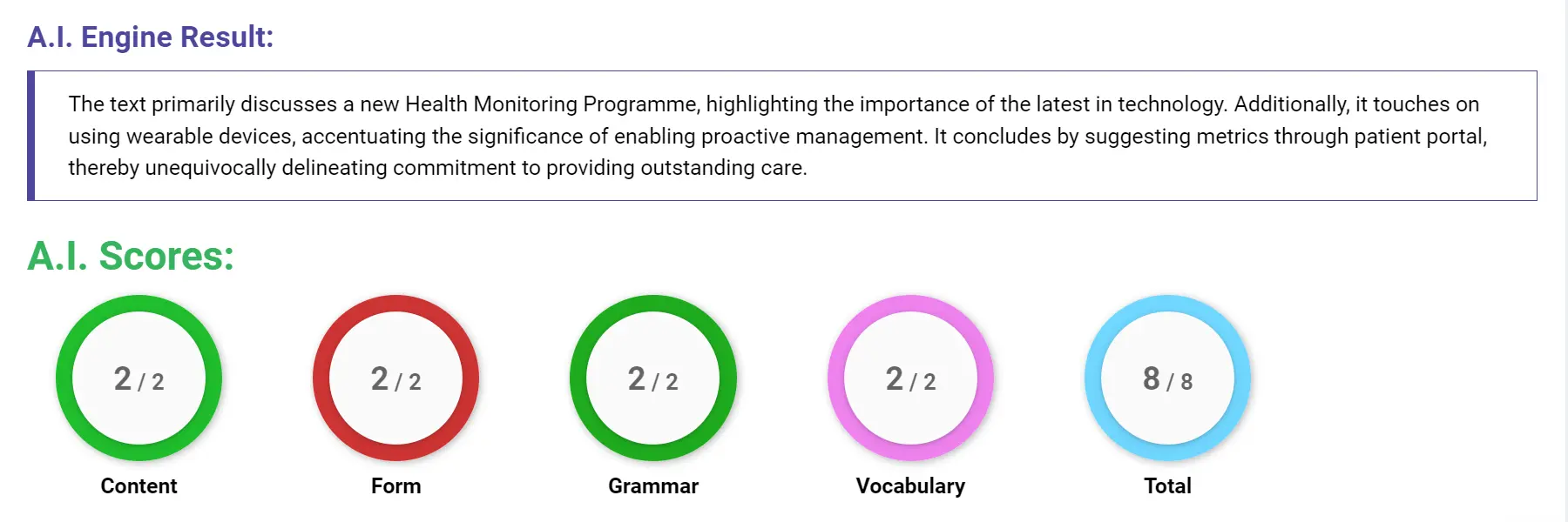 AI assessment screenshot for Untitled Sample Answer
