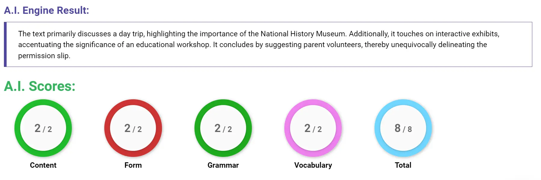 AI assessment screenshot for Untitled Sample Answer