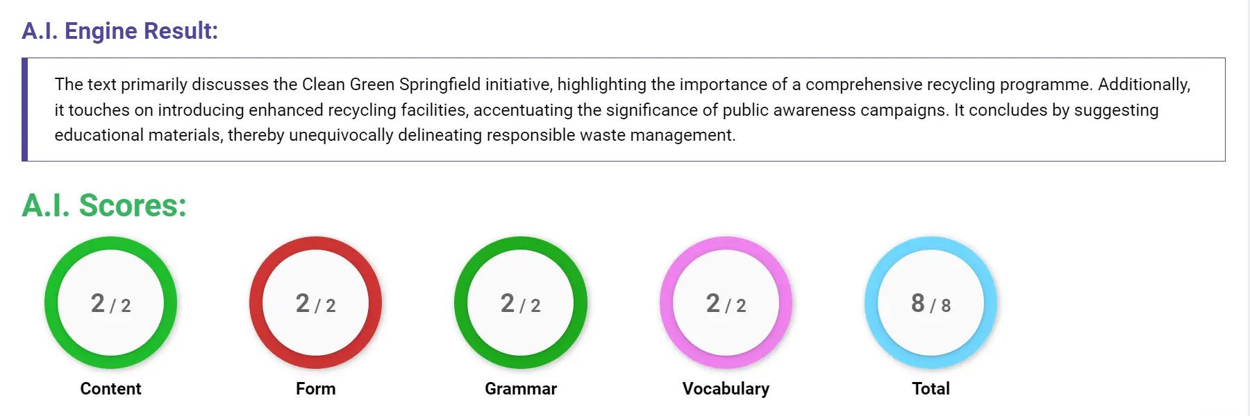 AI assessment screenshot for Untitled Sample Answer